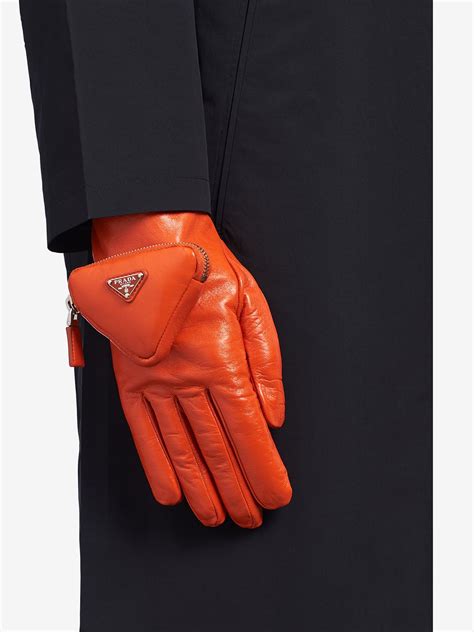 prada orange leather gloves|Prada men's gloves.